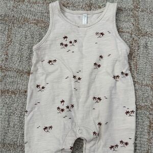 Rylee + Cru Cream Palm Print One Piece